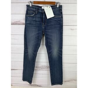 Current Elliott The Fling Worn Riigid Indigo Denim Straight Jeans Size 27
